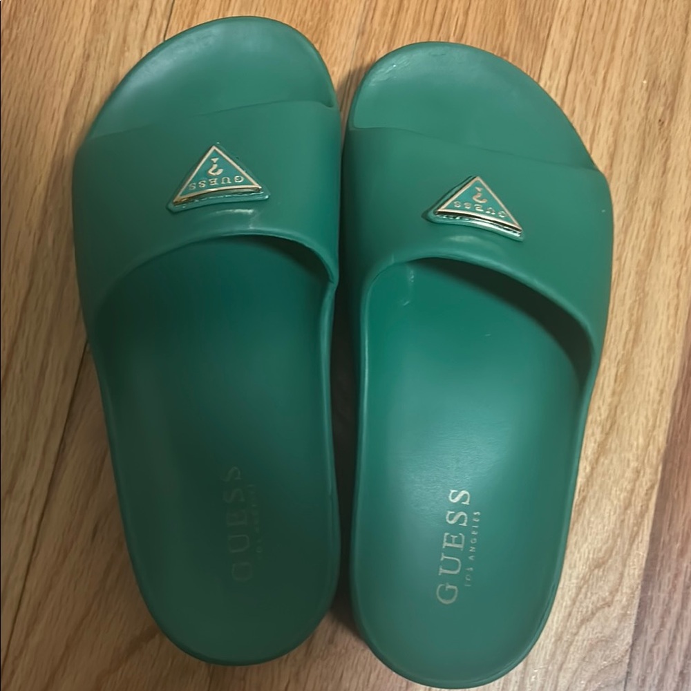 Guess Emerald Green Slide Sandals